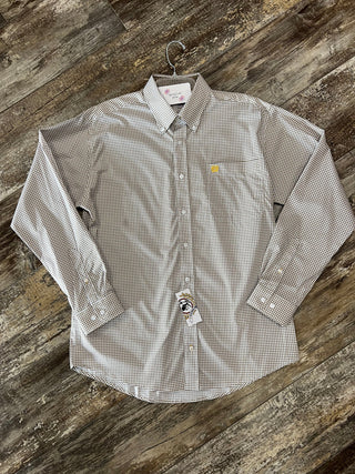 MEN'S STRETCH DOT PRINT BUTTON-DOWN WESTERN SHIRT