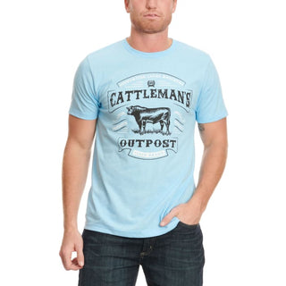 Cinch Men's Light Blue Short Sleeve Cattleman's Outpost Logo Graphic T-Shirt