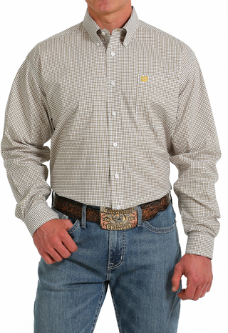 MEN'S STRETCH DOT PRINT BUTTON-DOWN WESTERN SHIRT