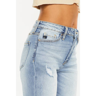 HIGH RISE MOM JEANS WITH CUFFED HEM
