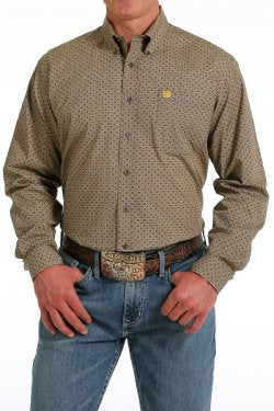 MEN'S GEOMETRIC PRINT BUTTON-DOWN WESTERN SHIRT