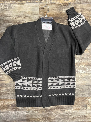 WOMEN'S SWEATER KNIT CARDIGAN - CHARCOAL