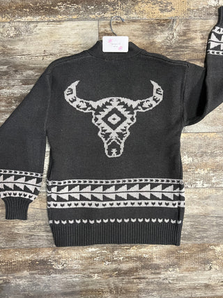 WOMEN'S SWEATER KNIT CARDIGAN - CHARCOAL
