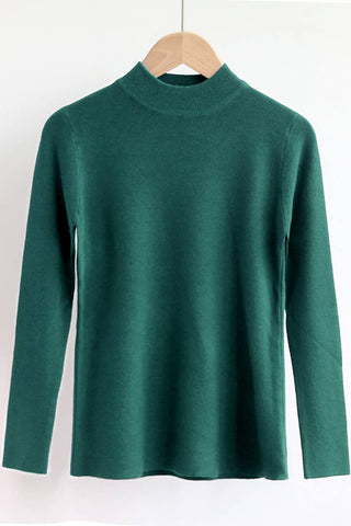 Simple Crew Neck Pullover Sweater: DARK GREEN