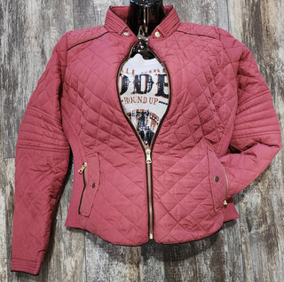 Women's Quilted Padding Jacket With Suede Piping Detail