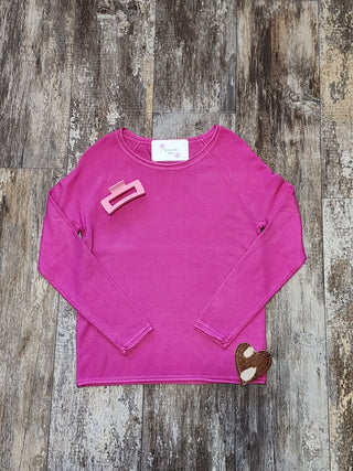 Round Neck Basic Sweater - Neon Hot Pink