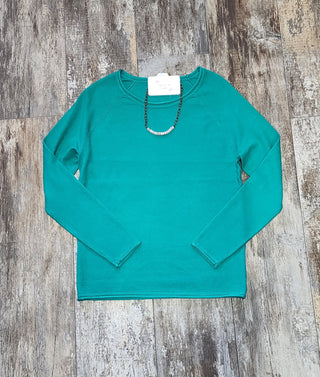 Round Neck Basic Sweater - Green