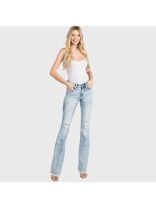 Mid Rise Flare Jeans -PETITE