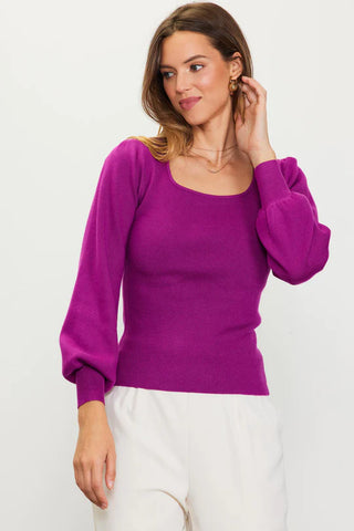 LONG SLEEVE SQUARE NECK SWEATER TOP