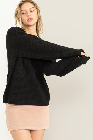 COZY DESTINATION RIBBED LONG SLEEVE SWEATER