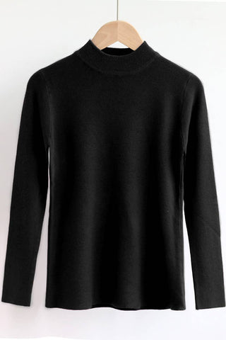 Simple Crew Neck Pullover Sweater: Black