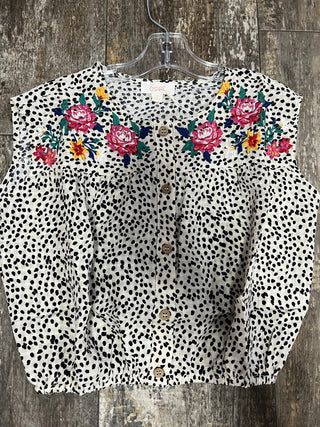 Girls Floral Point Ditzy Printed Open Blouse