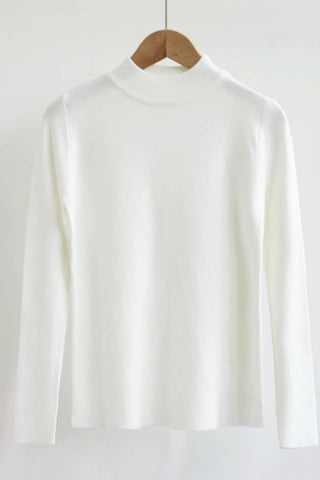 Simple Crew Neck Pullover Sweater: White