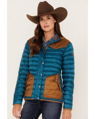 Cinch Women's Quilted Western Color Block Hooded Jacket TEAL